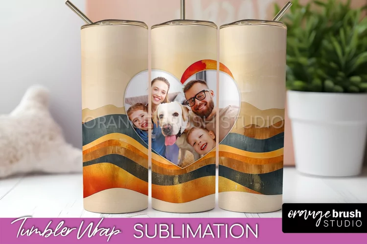 Photo Tumbler Wrap, Boho Family Frame Tumbler Sublimation