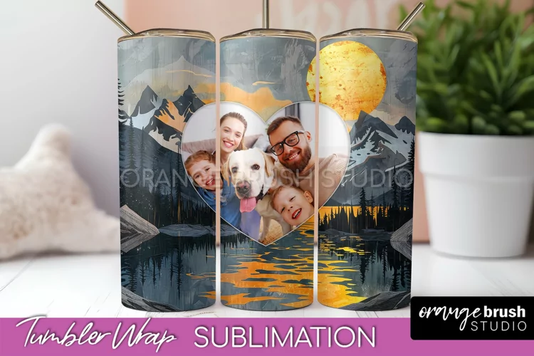 Photo Tumbler Wrap, Boho Family Frame Tumbler Sublimation