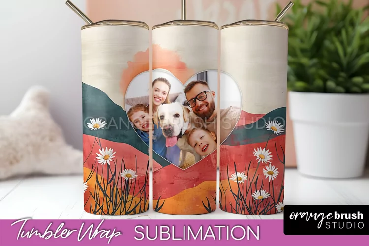 Photo Tumbler Wrap, Boho Family Frame Tumbler Sublimation