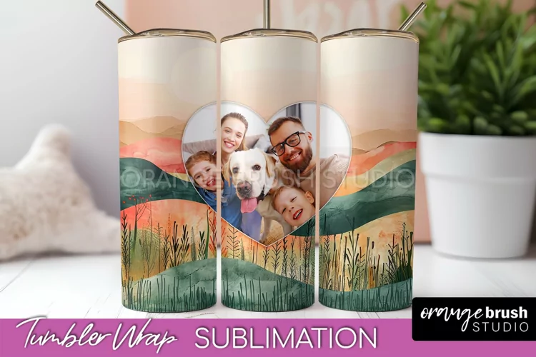 Photo Tumbler Wrap, Boho Family Frame Tumbler Sublimation