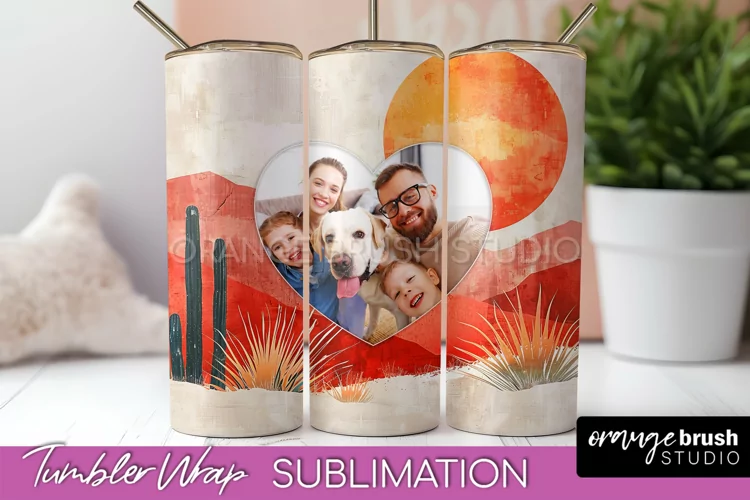 Photo Tumbler Wrap, Boho Family Frame Tumbler Sublimation