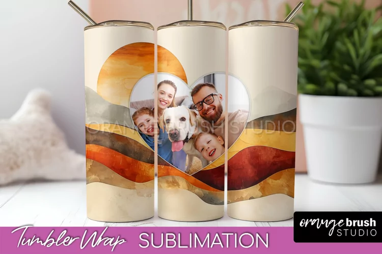 Photo Tumbler Wrap, Boho Family Frame Tumbler Sublimation