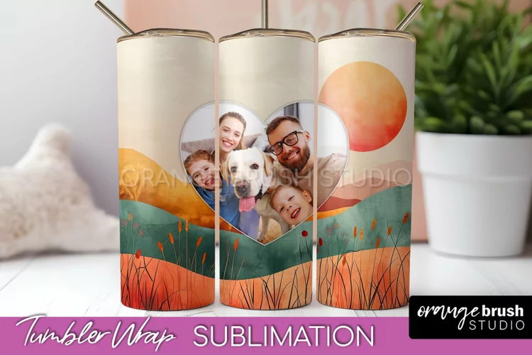 Photo Tumbler Wrap, Boho Family Frame Tumbler Sublimation