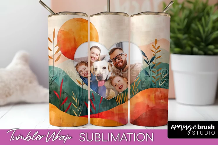 Photo Tumbler Wrap, Boho Family Frame Tumbler Sublimation