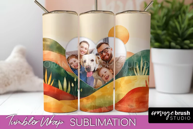 Photo Tumbler Wrap, Boho Family Frame Tumbler Sublimation