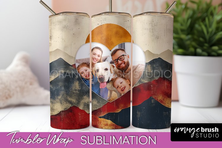 Photo Tumbler Wrap, Boho Family Frame Tumbler Sublimation example image 1