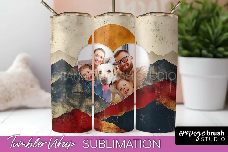 Photo Tumbler Wrap, Boho Family Frame Tumbler Sublimation