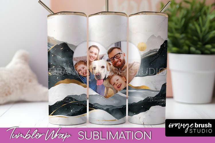 Photo Tumbler Wrap, Boho Family Frame Tumbler Sublimation example image 1