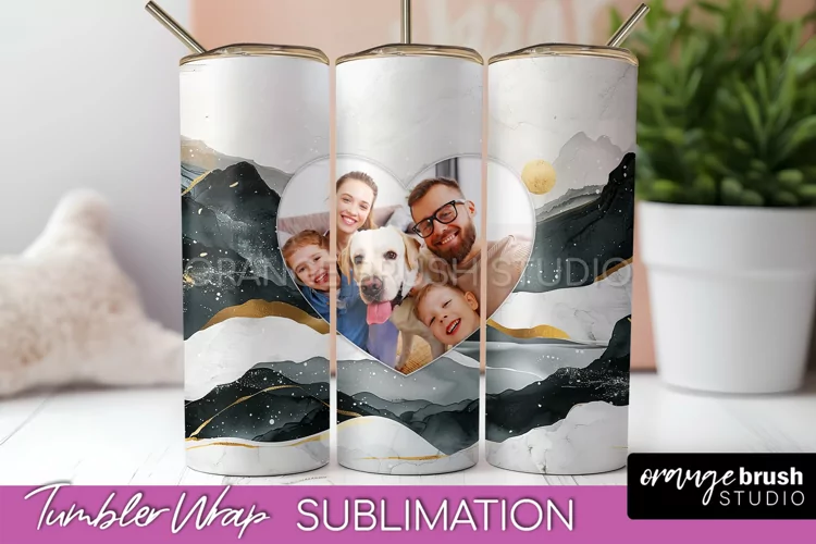 Photo Tumbler Wrap, Boho Family Frame Tumbler Sublimation