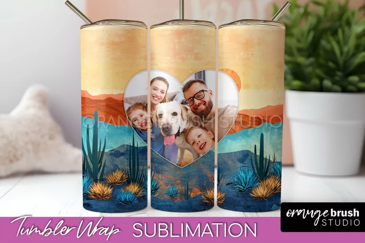 Photo Tumbler Wrap, Boho Family Frame Tumbler Sublimation