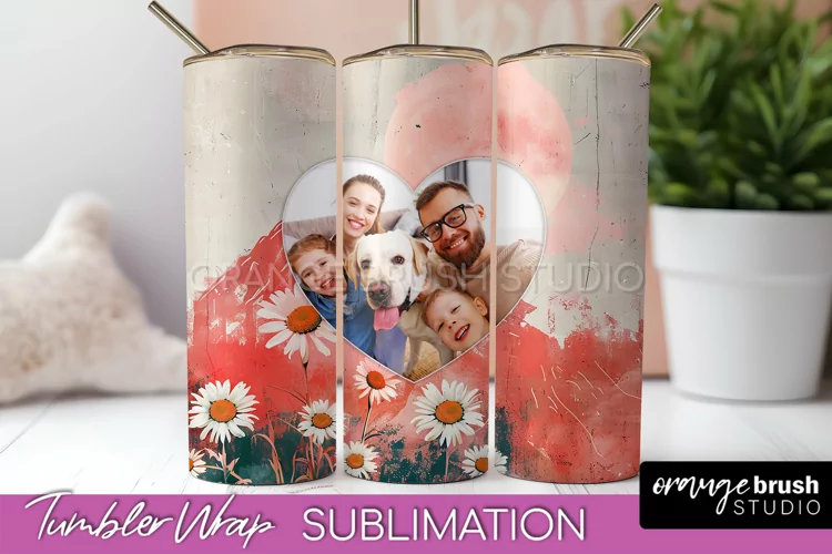 Photo Tumbler Wrap, Boho Family Frame Tumbler Sublimation