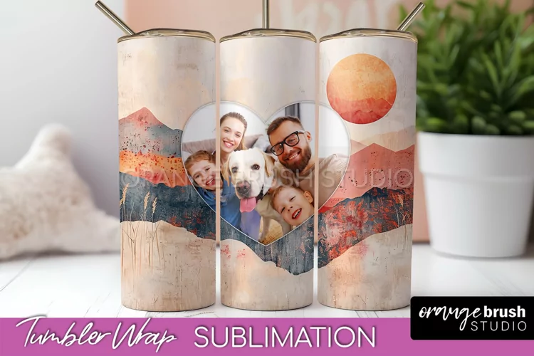 Photo Tumbler Wrap, Boho Family Frame Tumbler Sublimation