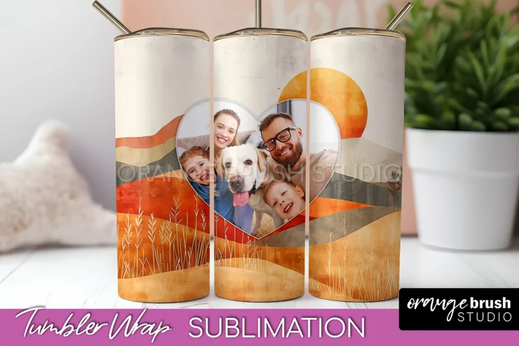 Photo Tumbler Wrap, Boho Family Frame Tumbler Sublimation