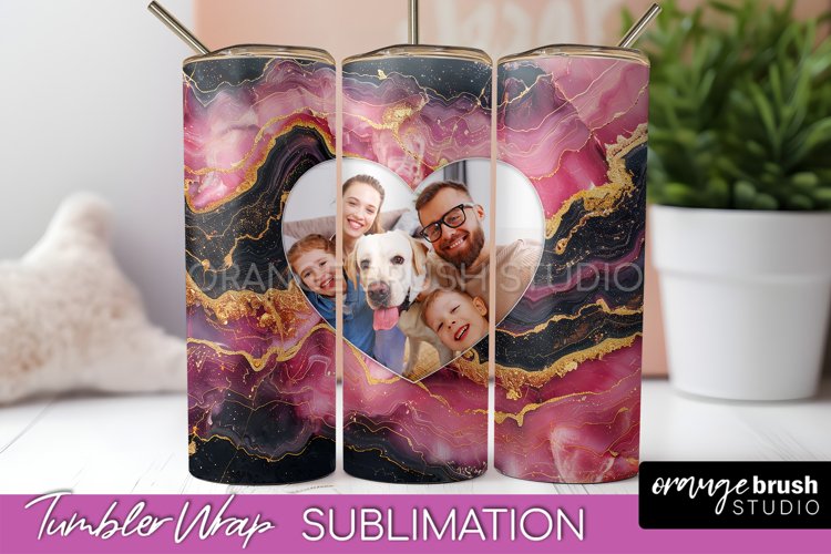 Photo Tumbler Wrap, Marble Family Frame Tumbler Sublimation