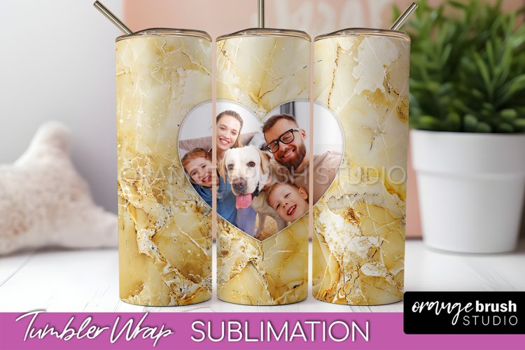Photo Tumbler Wrap, Marble Family Frame Tumbler Sublimation example image 1