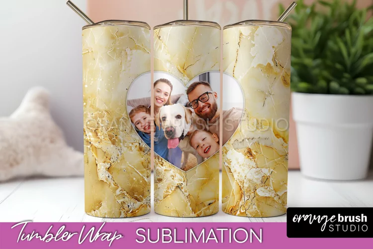 Photo Tumbler Wrap, Marble Family Frame Tumbler Sublimation