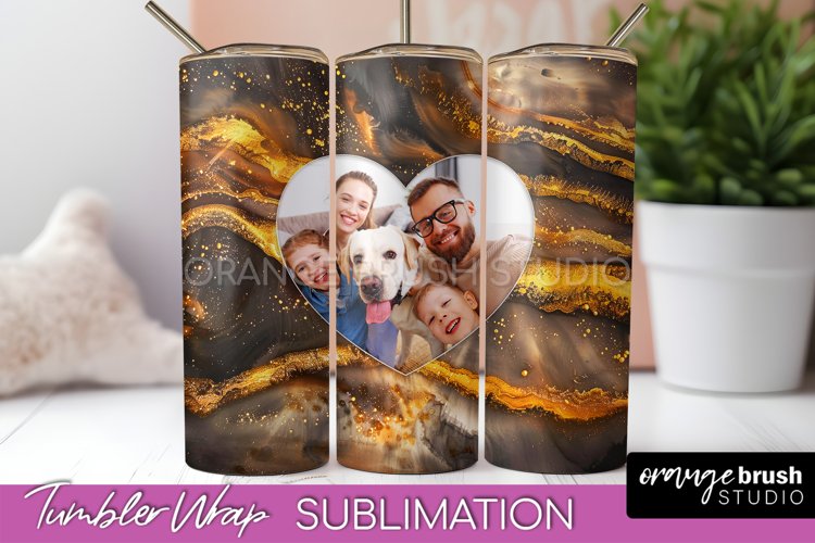Photo Tumbler Wrap, Marble Family Frame Tumbler Sublimation