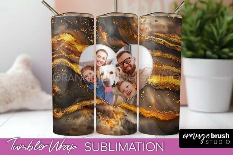 Photo Tumbler Wrap, Marble Family Frame Tumbler Sublimation