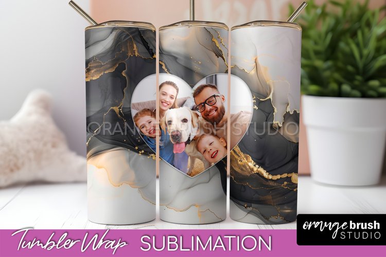 Photo Tumbler Wrap, Marble Family Frame Tumbler Sublimation example image 1