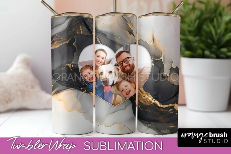 Photo Tumbler Wrap, Marble Family Frame Tumbler Sublimation