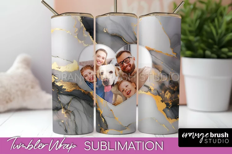 Photo Tumbler Wrap, Marble Family Frame Tumbler Sublimation