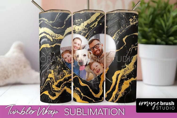 Photo Tumbler Wrap, Marble Family Frame Tumbler Sublimation