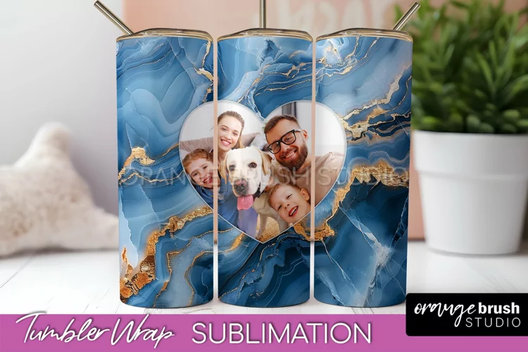 Photo Tumbler Wrap, Marble Family Frame Tumbler Sublimation