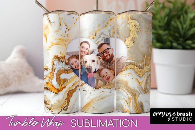 Photo Tumbler Wrap, Marble Family Frame Tumbler Sublimation example image 1