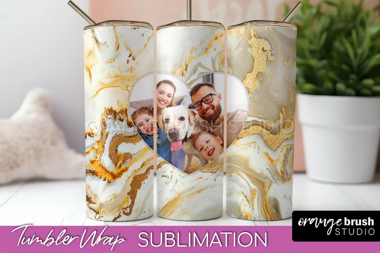 Photo Tumbler Wrap, Marble Family Frame Tumbler Sublimation