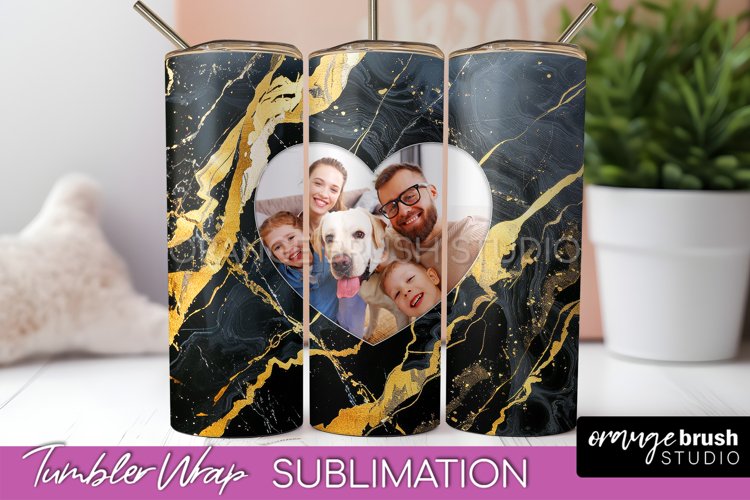 Photo Tumbler Wrap, Marble Family Frame Tumbler Sublimation example image 1