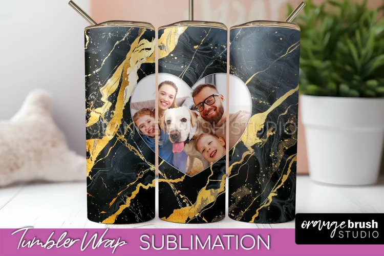 Photo Tumbler Wrap, Marble Family Frame Tumbler Sublimation