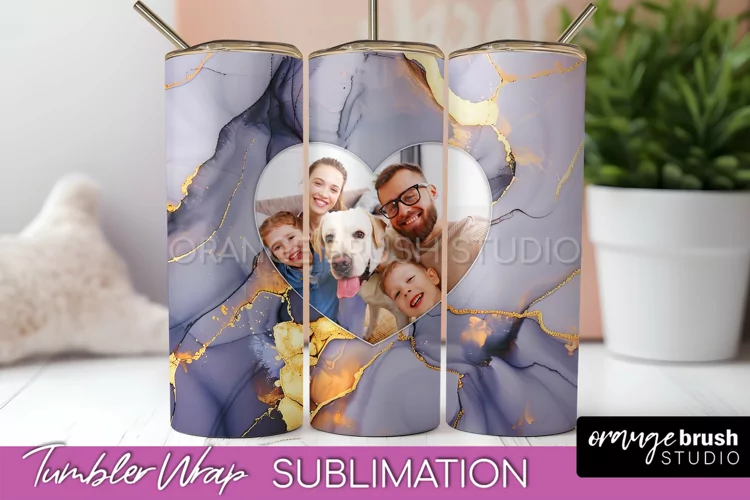 Photo Tumbler Wrap, Marble Family Frame Tumbler Sublimation