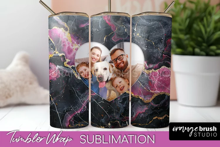 Photo Tumbler Wrap, Marble Family Frame Tumbler Sublimation