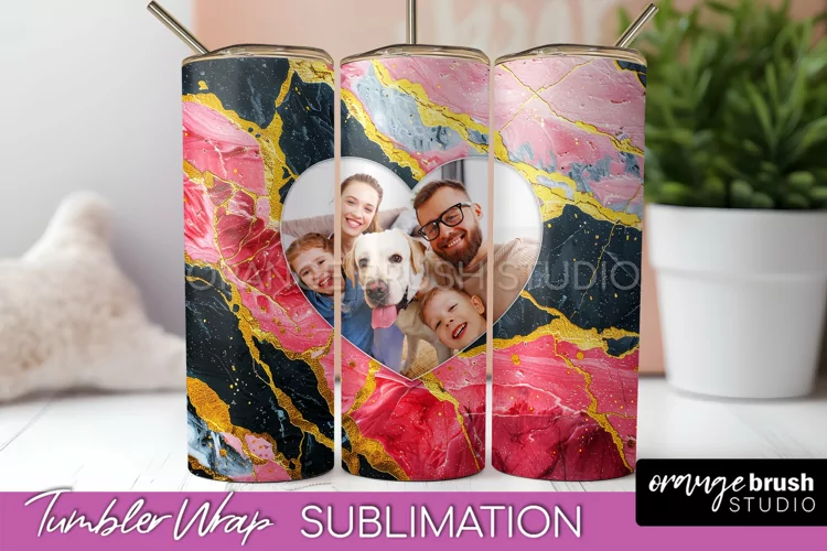 Photo Tumbler Wrap, Marble Family Frame Tumbler Sublimation
