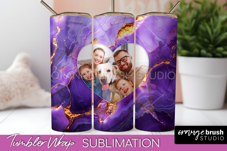 Photo Tumbler Wrap, Marble Family Frame Tumbler Sublimation example image 1