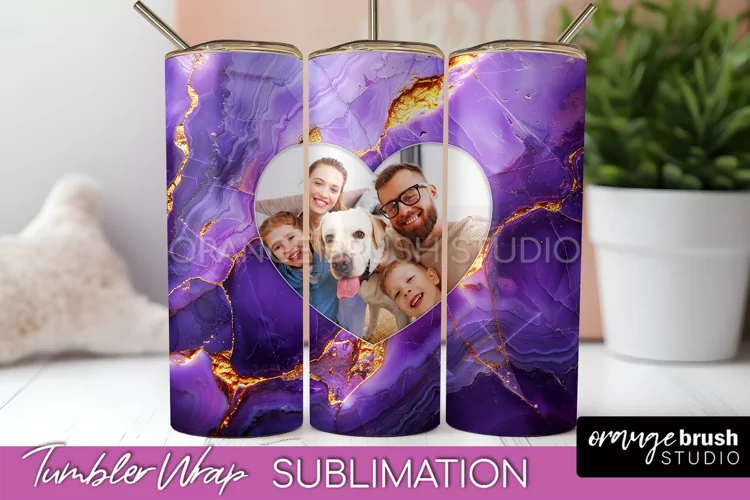 Photo Tumbler Wrap, Marble Family Frame Tumbler Sublimation