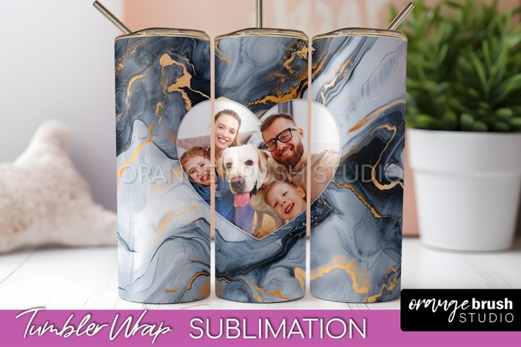 Photo Tumbler Wrap, Marble Family Frame Tumbler Sublimation