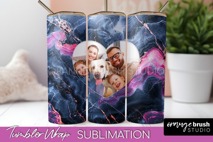 Photo Tumbler Wrap, Marble Family Frame Tumbler Sublimation