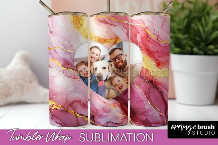 Photo Tumbler Wrap, Marble Family Frame Tumbler Sublimation