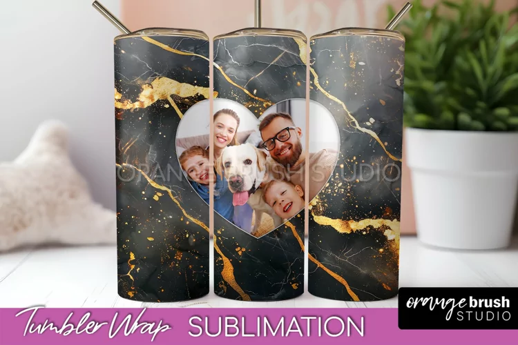 Photo Tumbler Wrap, Marble Family Frame Tumbler Sublimation