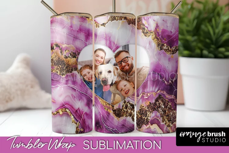 Photo Tumbler Wrap, Marble Family Frame Tumbler Sublimation