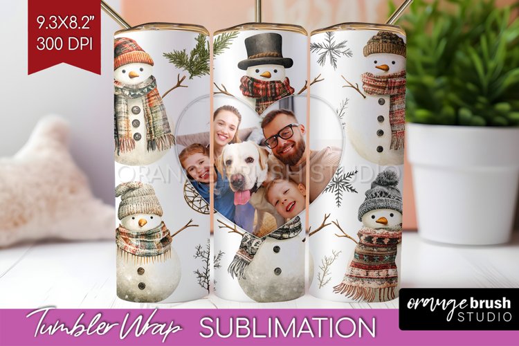 Christmas Photo Tumbler PNG - Snowman Picture Tumbler Wrap