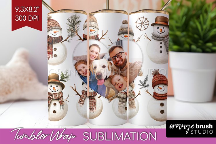 Christmas Photo Tumbler PNG - Snowman Picture Tumbler Wrap