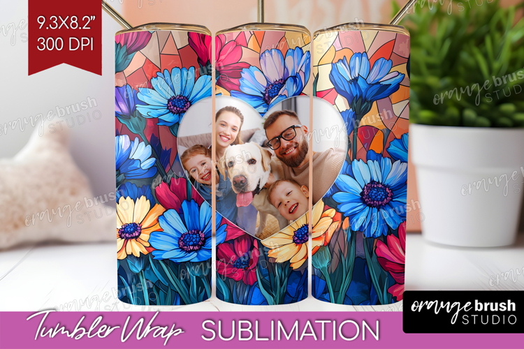 Stained Glass Photo Tumbler PNG - Flowers Picture Tumbler