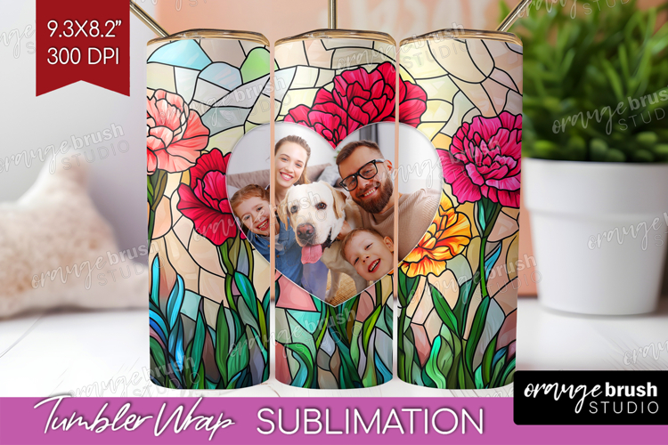 Stained Glass Photo Tumbler PNG - Flowers Picture Tumbler