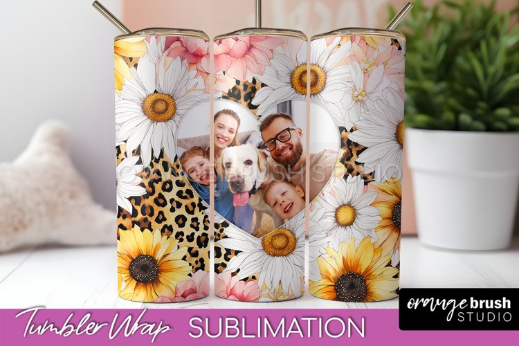 Photo Tumbler Wrap, Floral Picture Frame Tumbler Sublimation