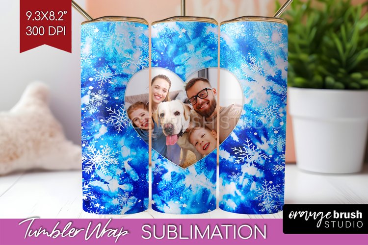 Winter Photo Frame Tumbler Wrap - Tie Dye Background