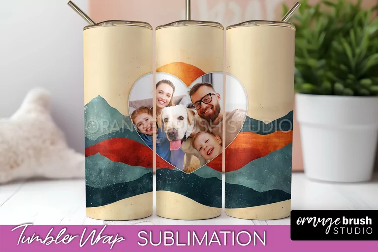 Photo Tumbler Wrap, Boho Family Frame Tumbler Sublimation