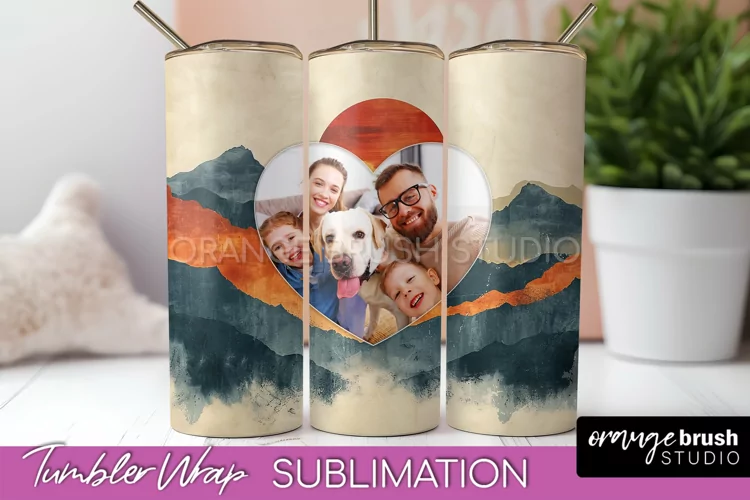 Photo Tumbler Wrap, Boho Family Frame Tumbler Sublimation