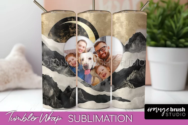 Photo Tumbler Wrap, Boho Family Frame Tumbler Sublimation